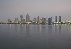 Downtown San Diego at dawn from San Diego Bay