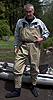 Chest waders and fleece top